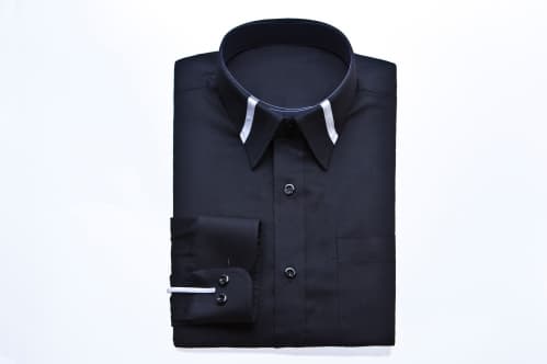 BLACK TWO LINES COLLAR SHIRTS-S15F09BL-